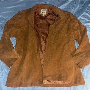 Vintage Stylish Giorgio Feline Faux Vegan Suede Jacket Camel Womens szL